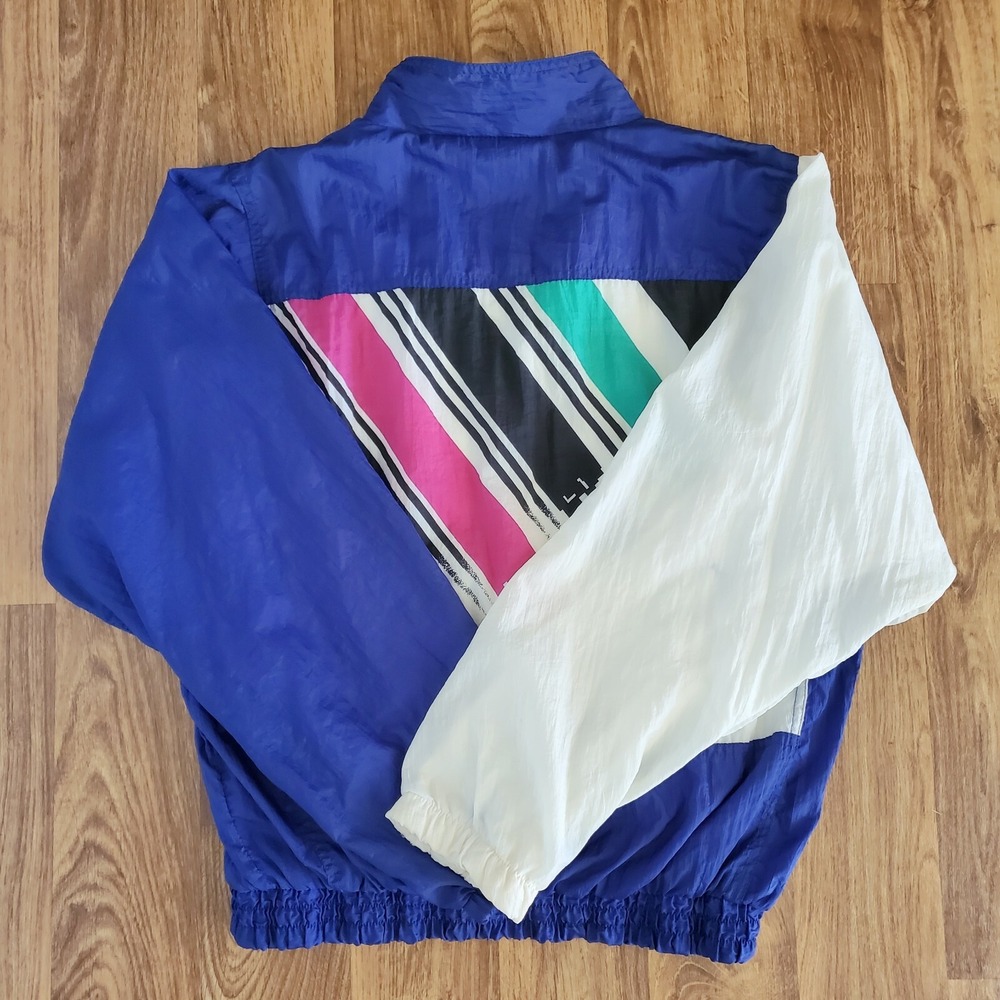 Vintage Tennis Jacket Van Heusen‎ Windbreaker Blue Colorblock 90s Large Players